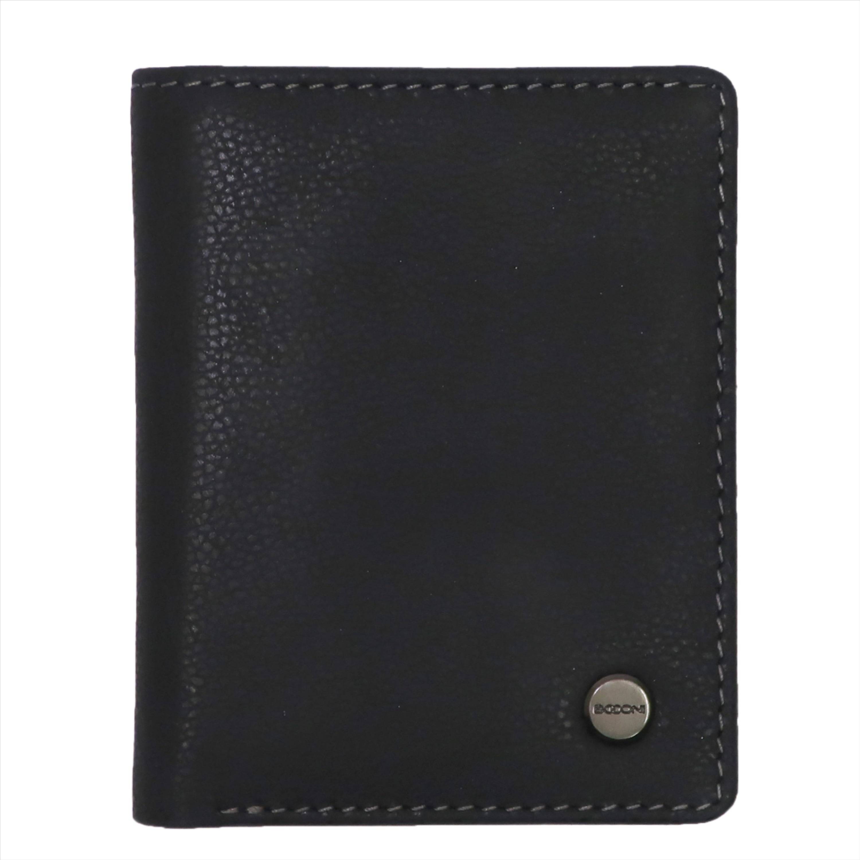 black Boconi front pocket leather bifold wallet
