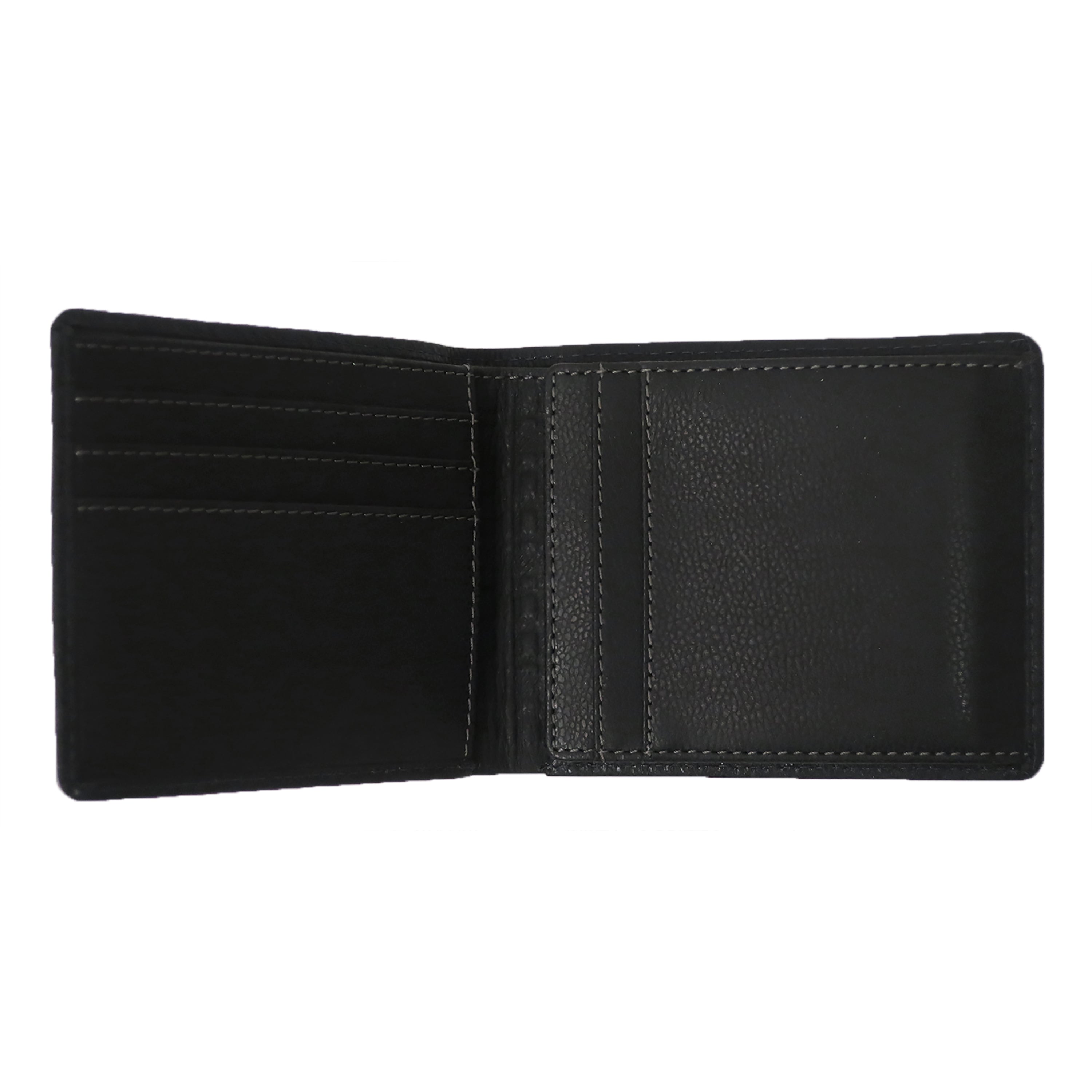 inside view bifold leather wallet, black