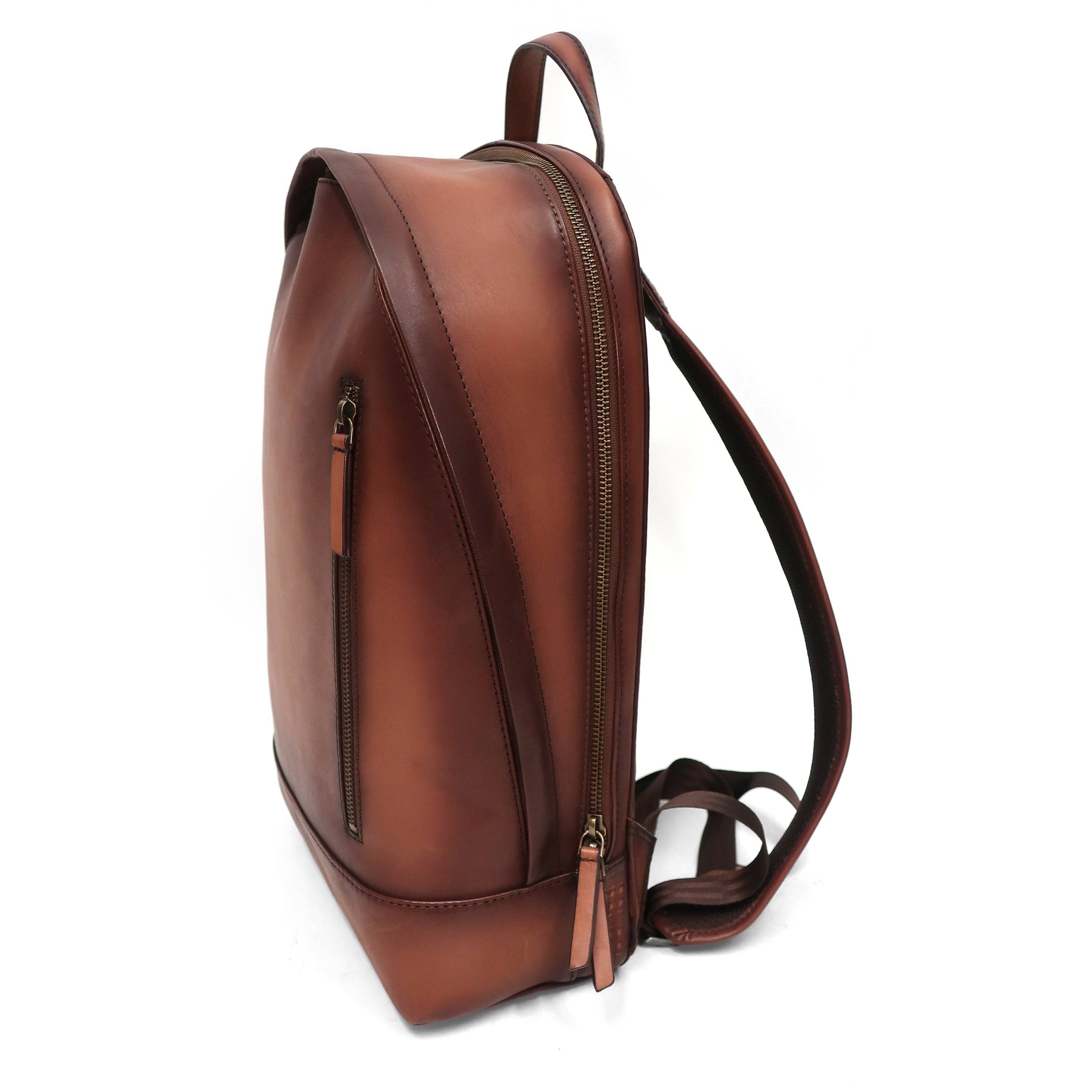 side view Dawn Hand-burnished leather backpack