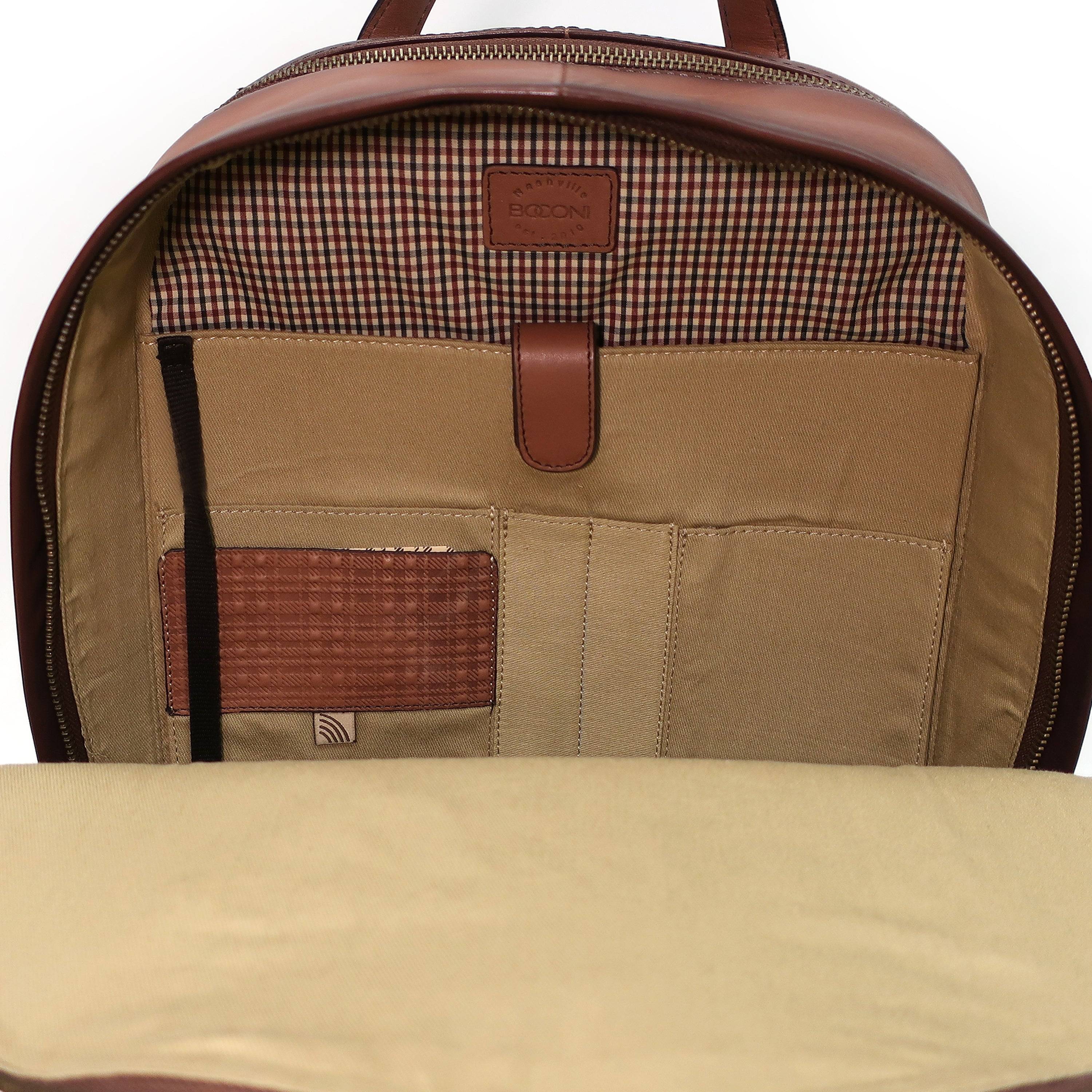 inside view Dawn Hand-burnished leather backpack