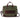 backside view of green and brown bag with a brown handle