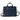 front view of a blue bag with a black handle on a white background