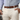 close up cognac reversible belt with metal keepers on person