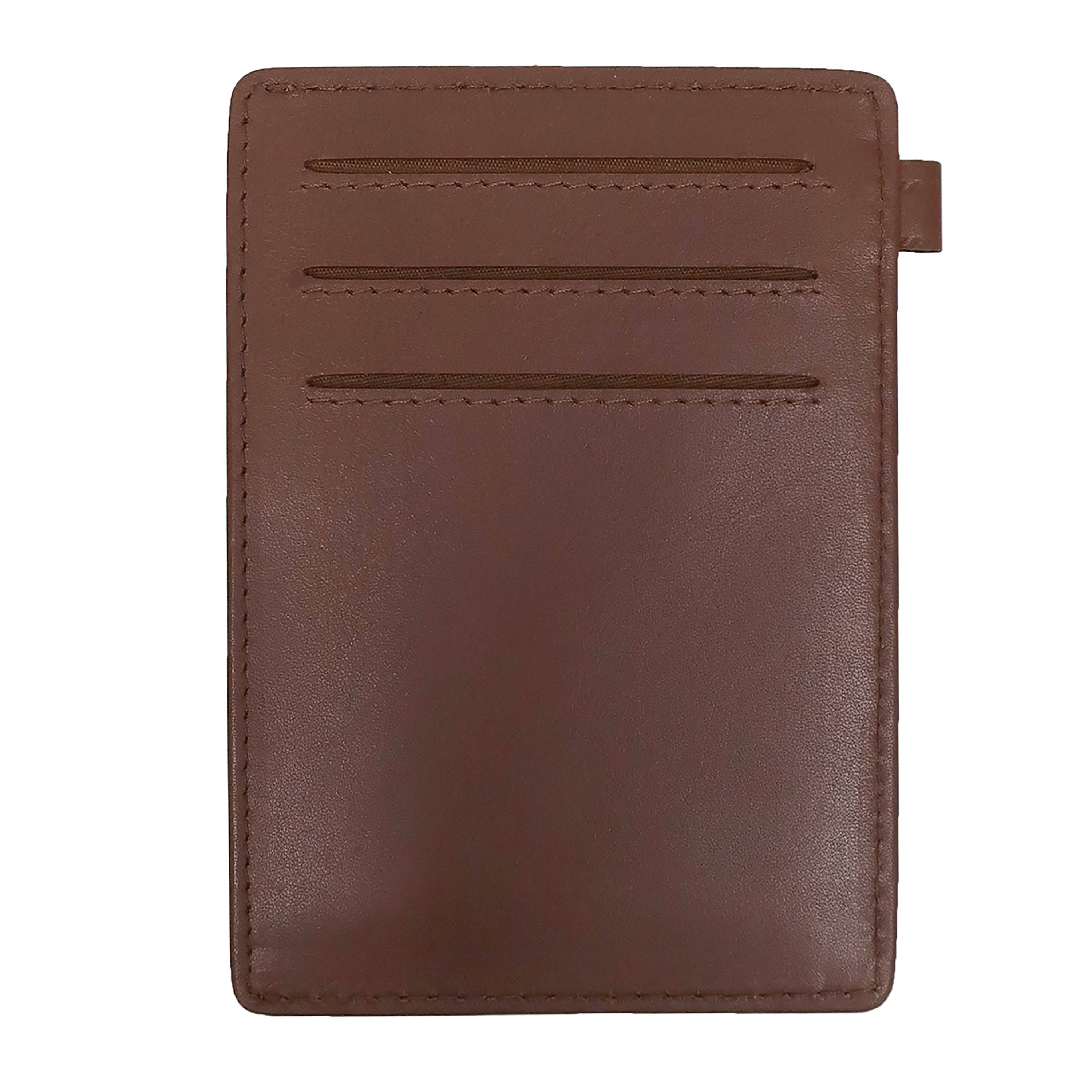 a brown leather wallet with a card holder