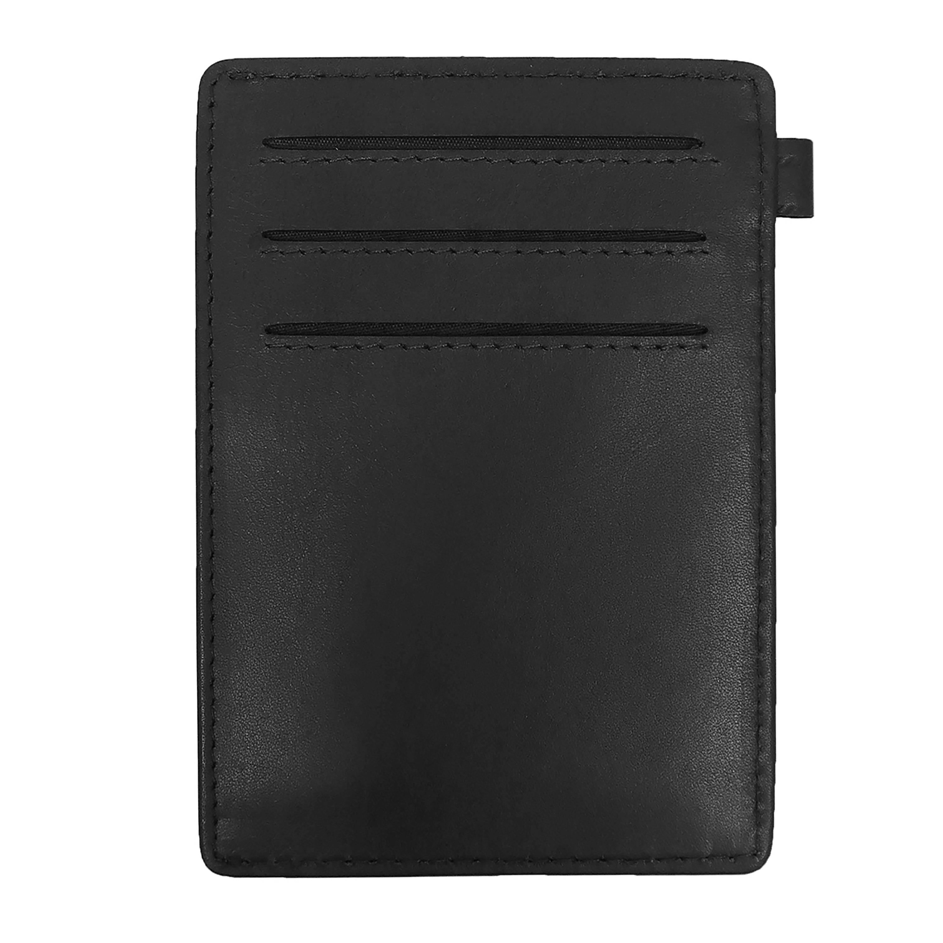a black leather wallet with a card holder