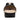a black backpack with a tan lining