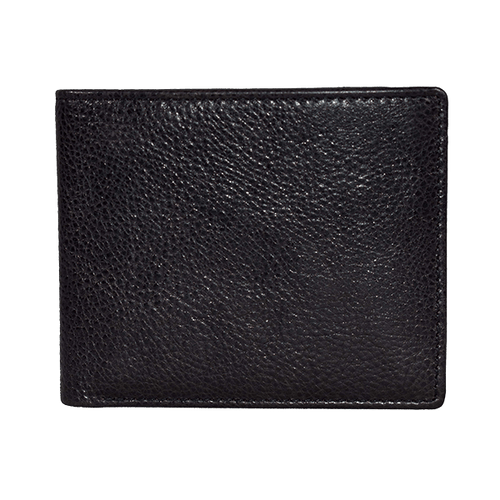 BOCONI Becker Milled Leather Slim Bifold Wallet — Black / Whiskey
