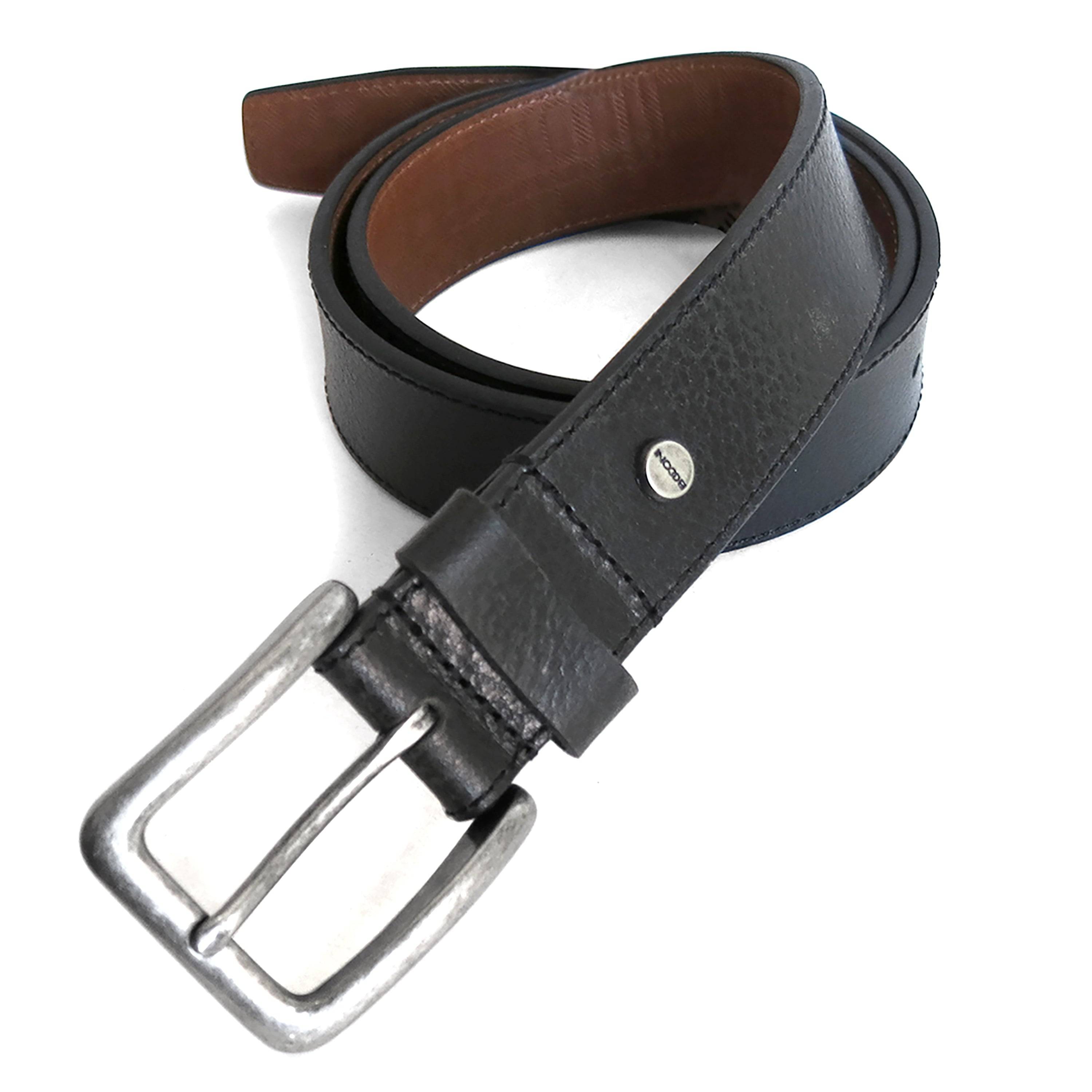 buckle and strap on black genuine leather belt with Boconi ornament