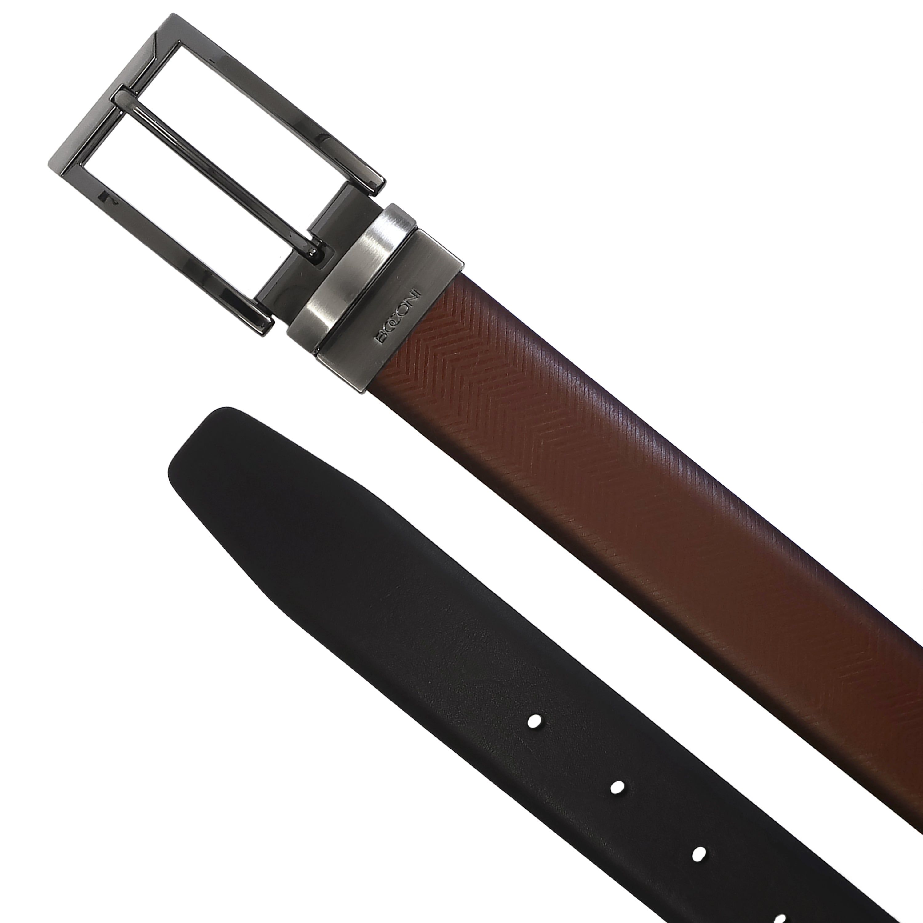 a belt with a metal buckle and a brown belt