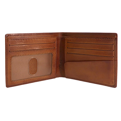 Darius Bifold Wallet with ID window cognac color open view