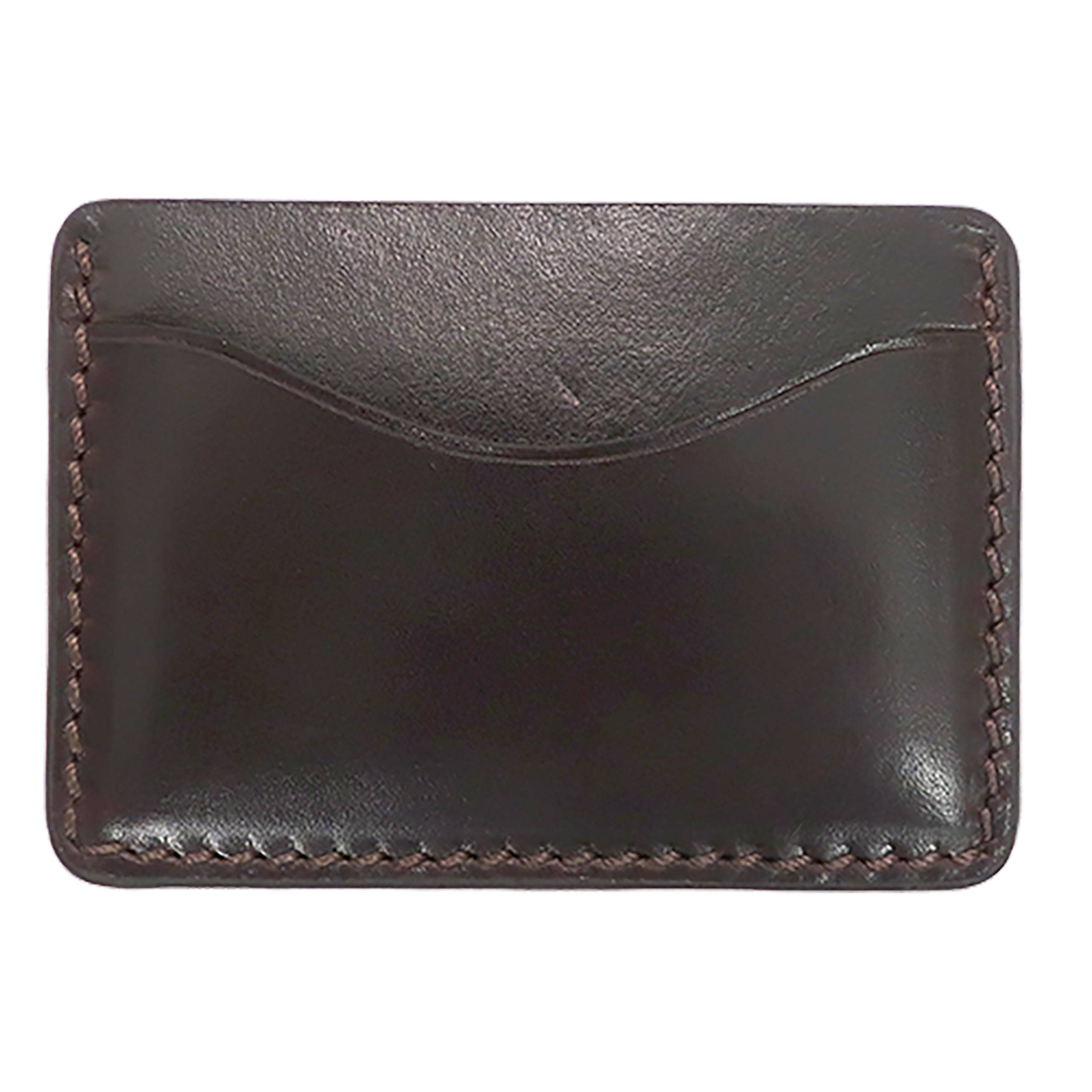 Back view of the brown Sloan slim flat card case