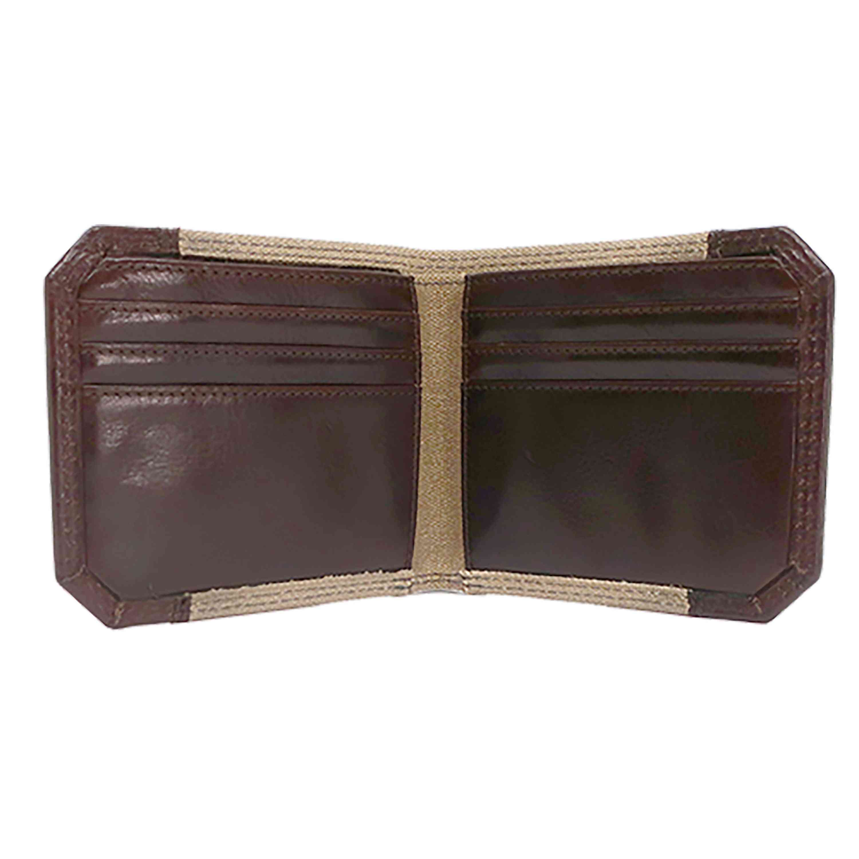 Sloan Waxed Canvas and Pull Up Leather Slim Bifold Wallet interior