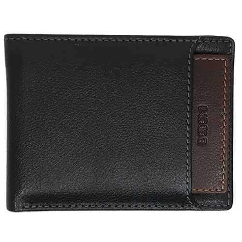 BOCONI Garth Men's Pebbled Full Grain Leather RFID Bifold Wallet with Removable Card Case