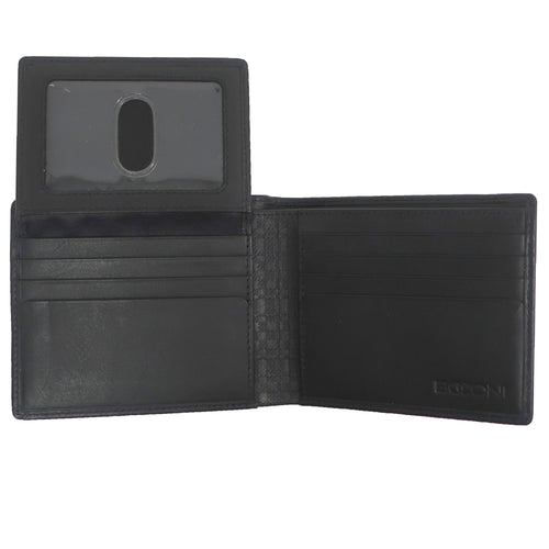 Open View Boconi Black Nappa leather passcase wallet with ID window