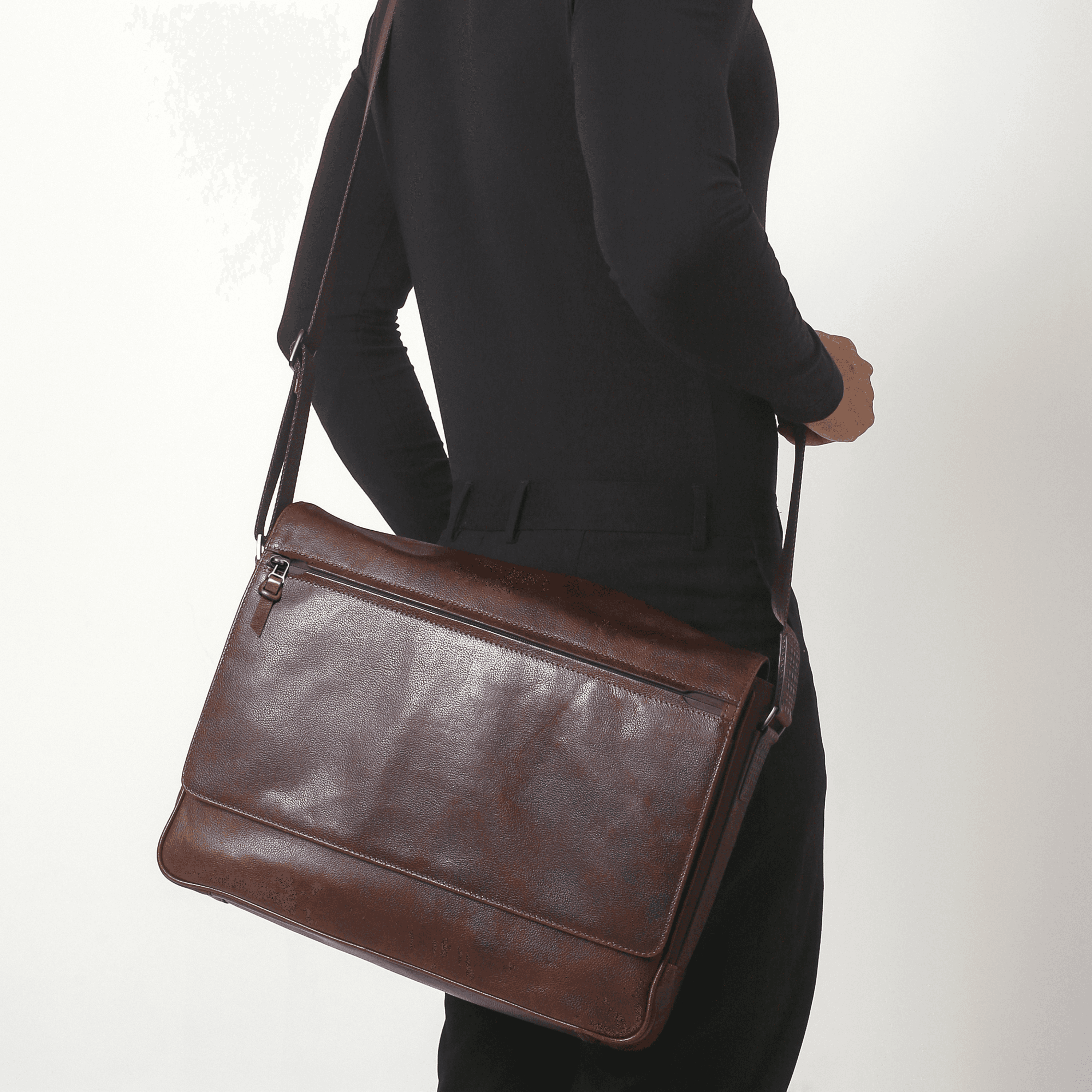 boconi garth traveler leather backpack Garth Coated Zipper Genuine Leather Laptop Messenger Bag Cognac