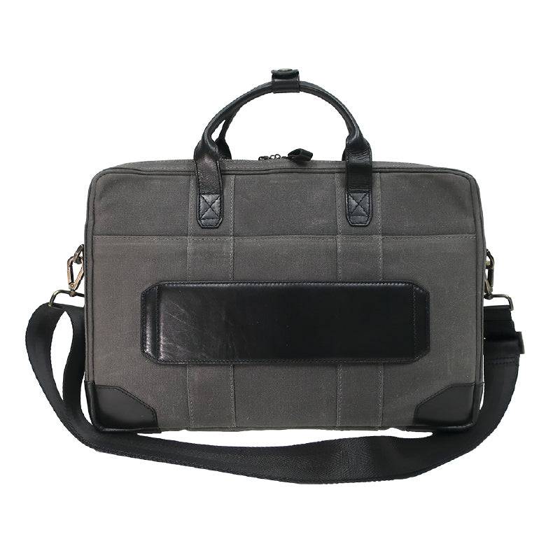 Boconi's Sloan Waxed Canvas and Pull-up Leather Slim Laptop Bag Olive