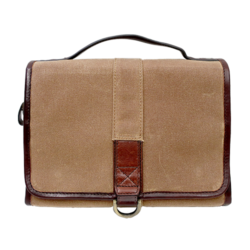 Front View of Sloan Waxed Canvas Hanging Travel Kit