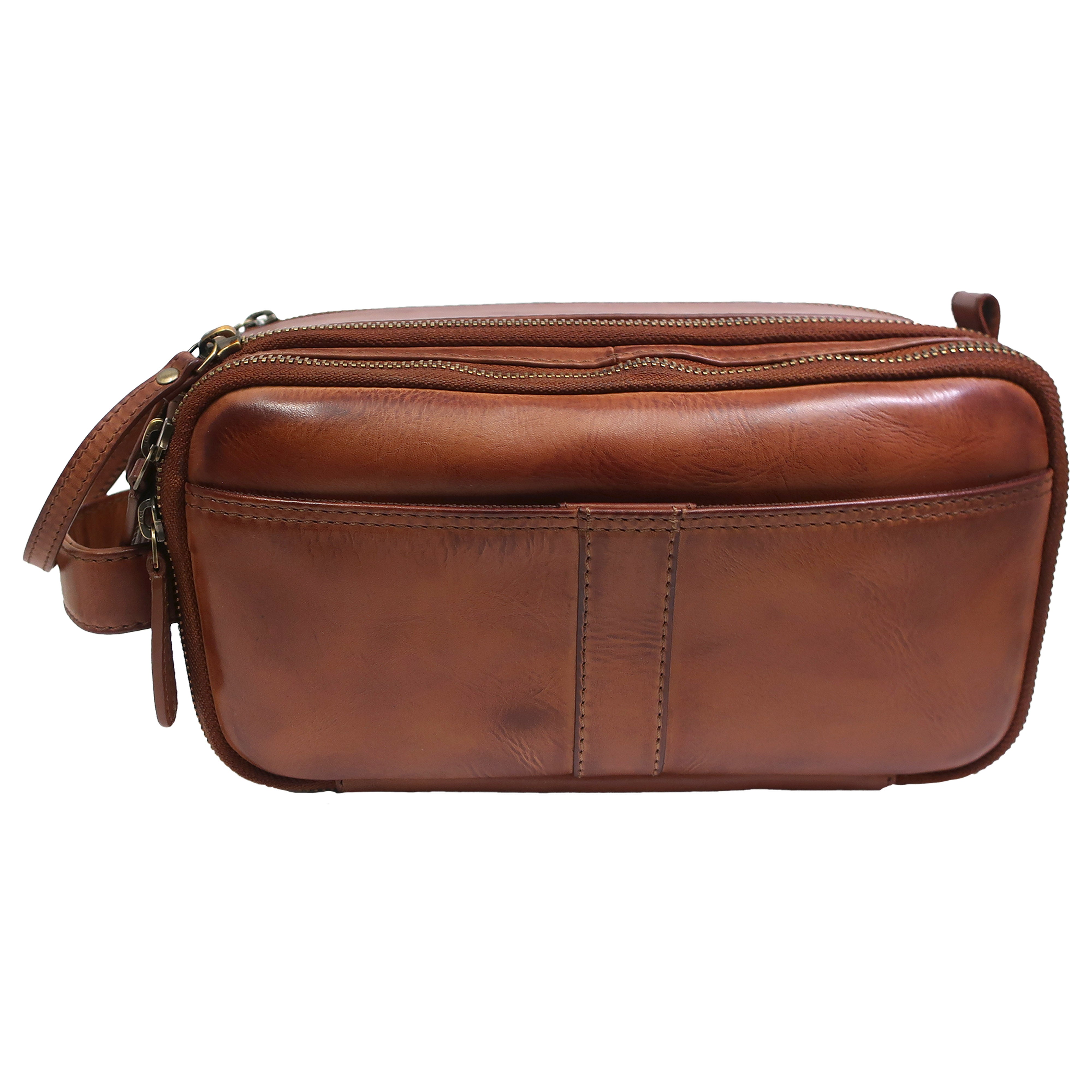 boconi garth traveler leather backpack BOCONI Darius Full Grain Leather Double Zip Travel Kit, Cognac