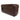 A side view of the BOCONI dark brown full grain leather travel kit with a horizontal zippered pocket and a small embossed BOCONI logo plate on the front with antique brass zipper