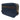 A side view of navy blue ballistic nylon toiletry bag with a brown full grain leather strap across the front featuring the embossed brand name BOCONI