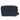 A back view of a navy blue ballistic nylon toiletry bag with a brown full grain leather strap and carrying handle