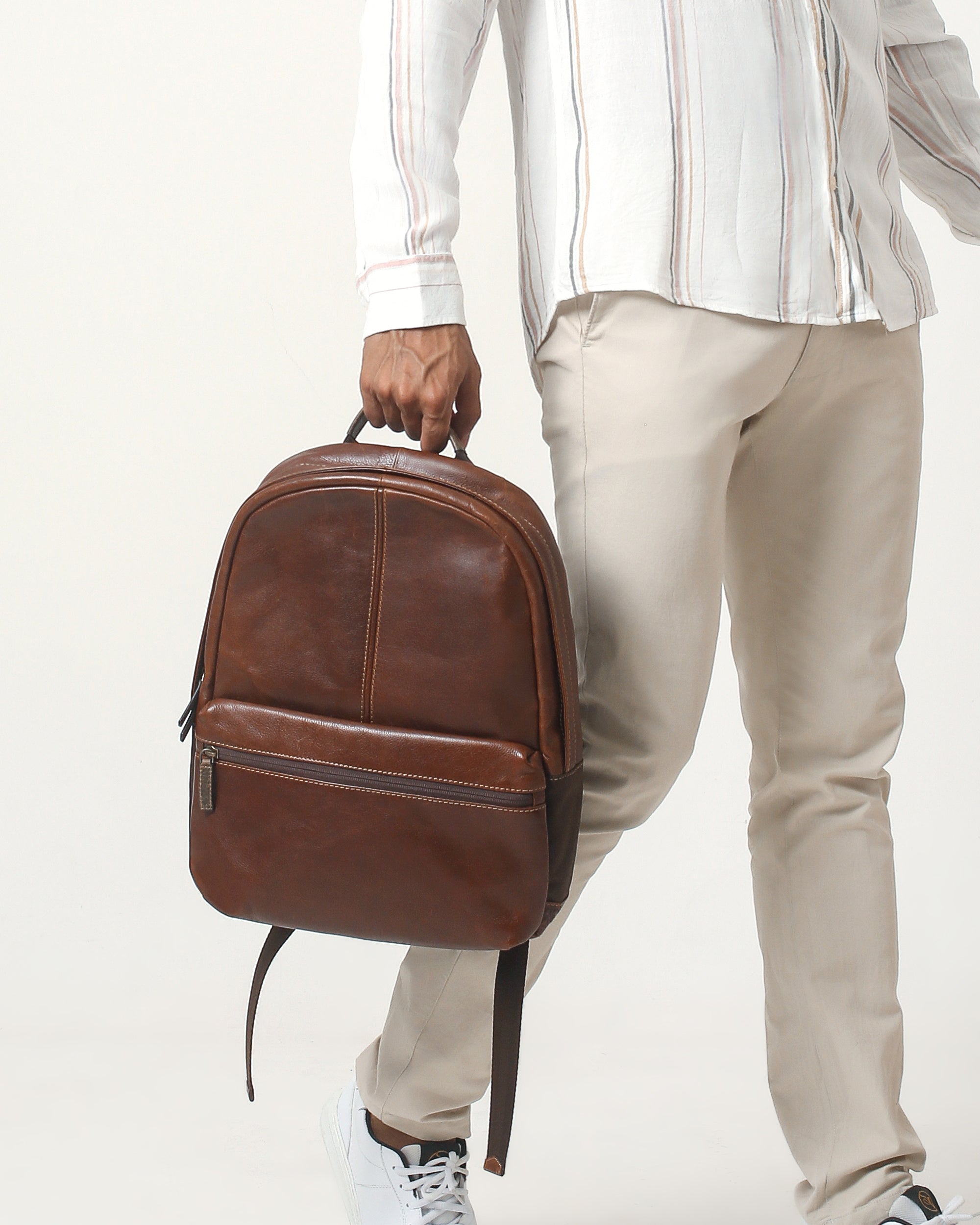 asos leather harvard backpack Boconi Slim Leather Backpack Black