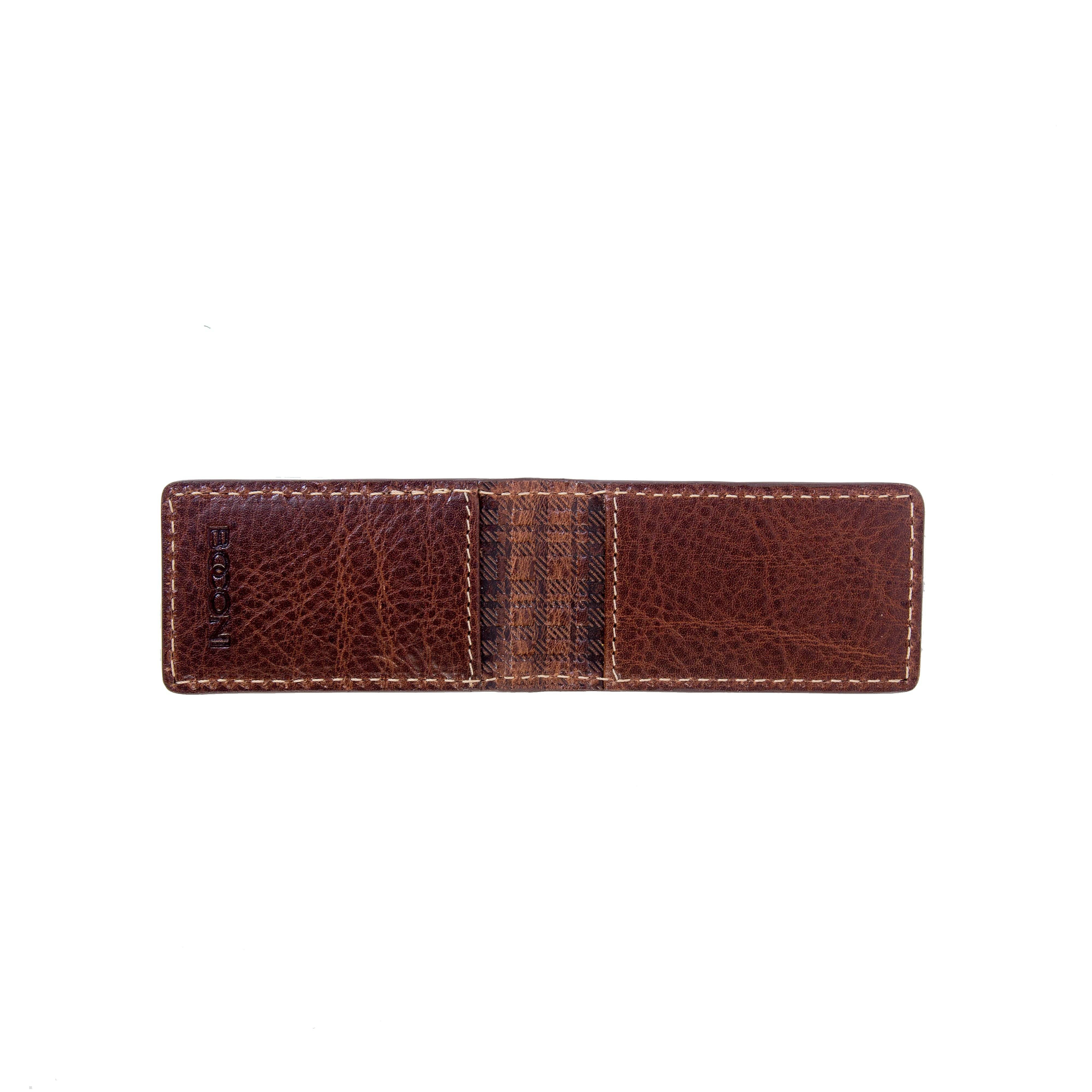 Caleb Magnetic Leather Money Clip open view