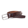 a brown leather belt with a metal buckle