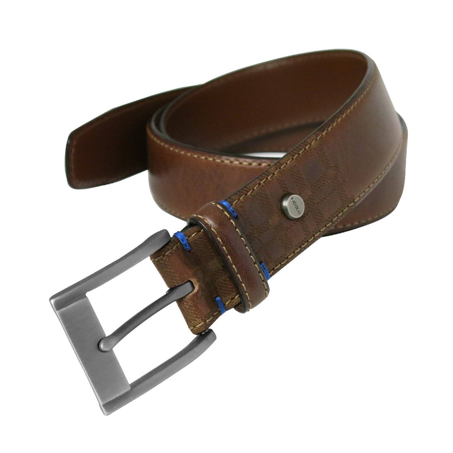 a brown leather belt with a metal buckle