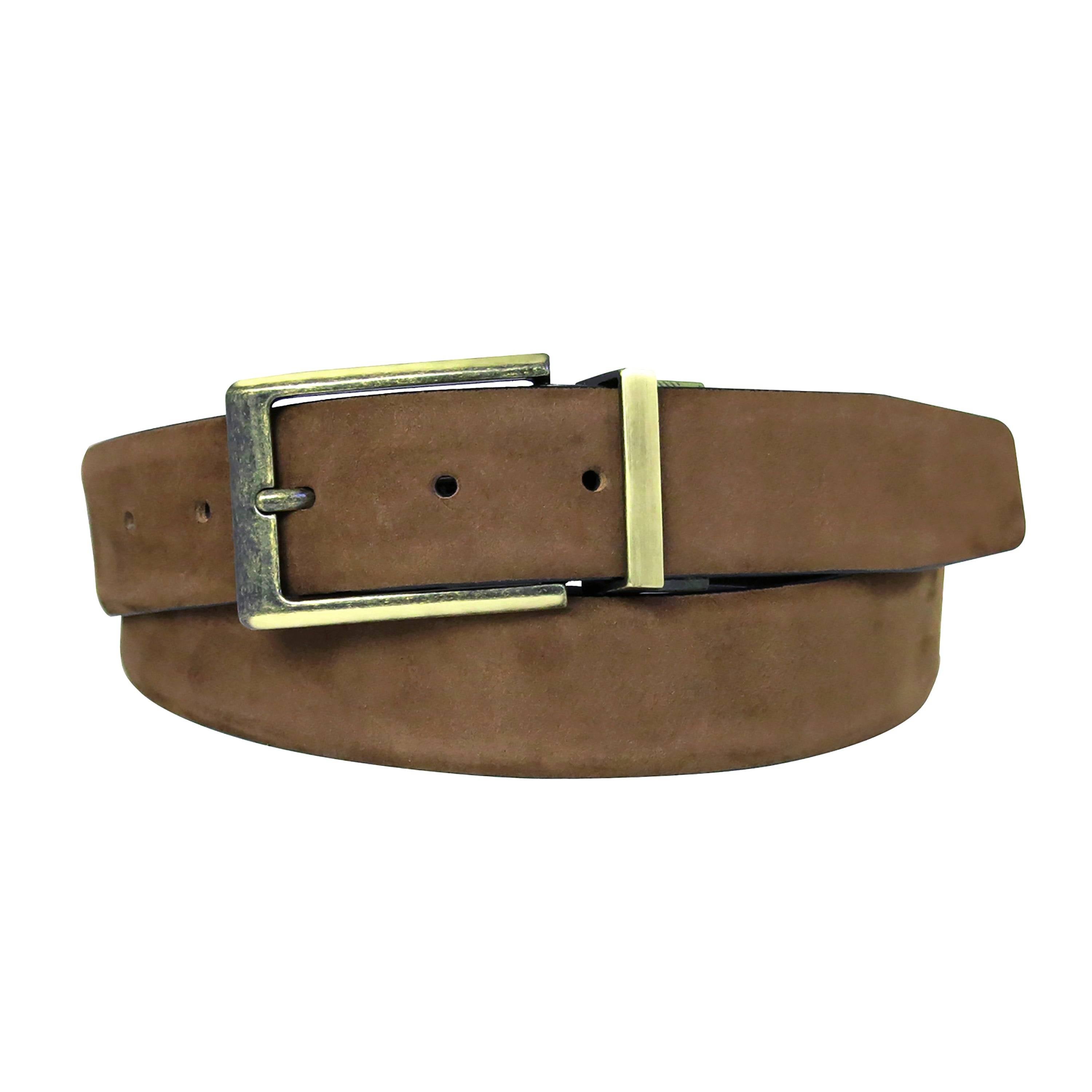 a brown belt with a gold buckle