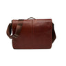 Front View Garth Slimster Leather Laptop Messenger, Cognac