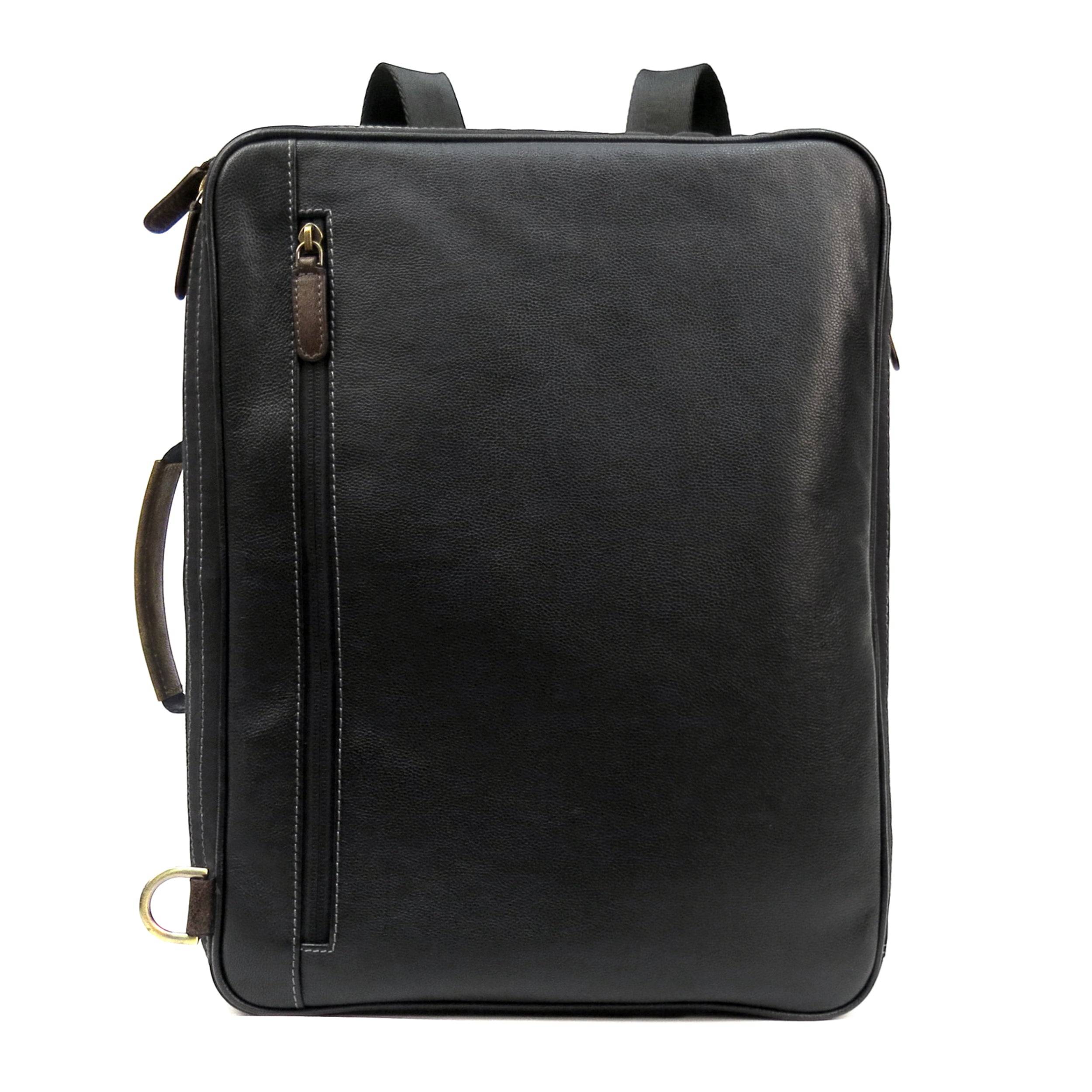 a black backpack with a zipper on the side