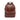 a brown leather backpack on a white background